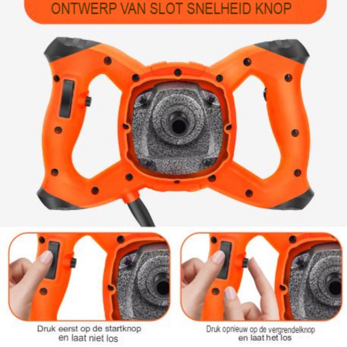 Handheld Betonmixer Vireo - 2600W - 6 Snelheden - Verstelbare Roerder - Elektrische Mix - M14 Mengstaaf