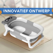 Babybadje Opulence - Grijs - Temperatuurweergave - Baby bad met standaard - Zitbad - Kinderbad - Opvouwbaar