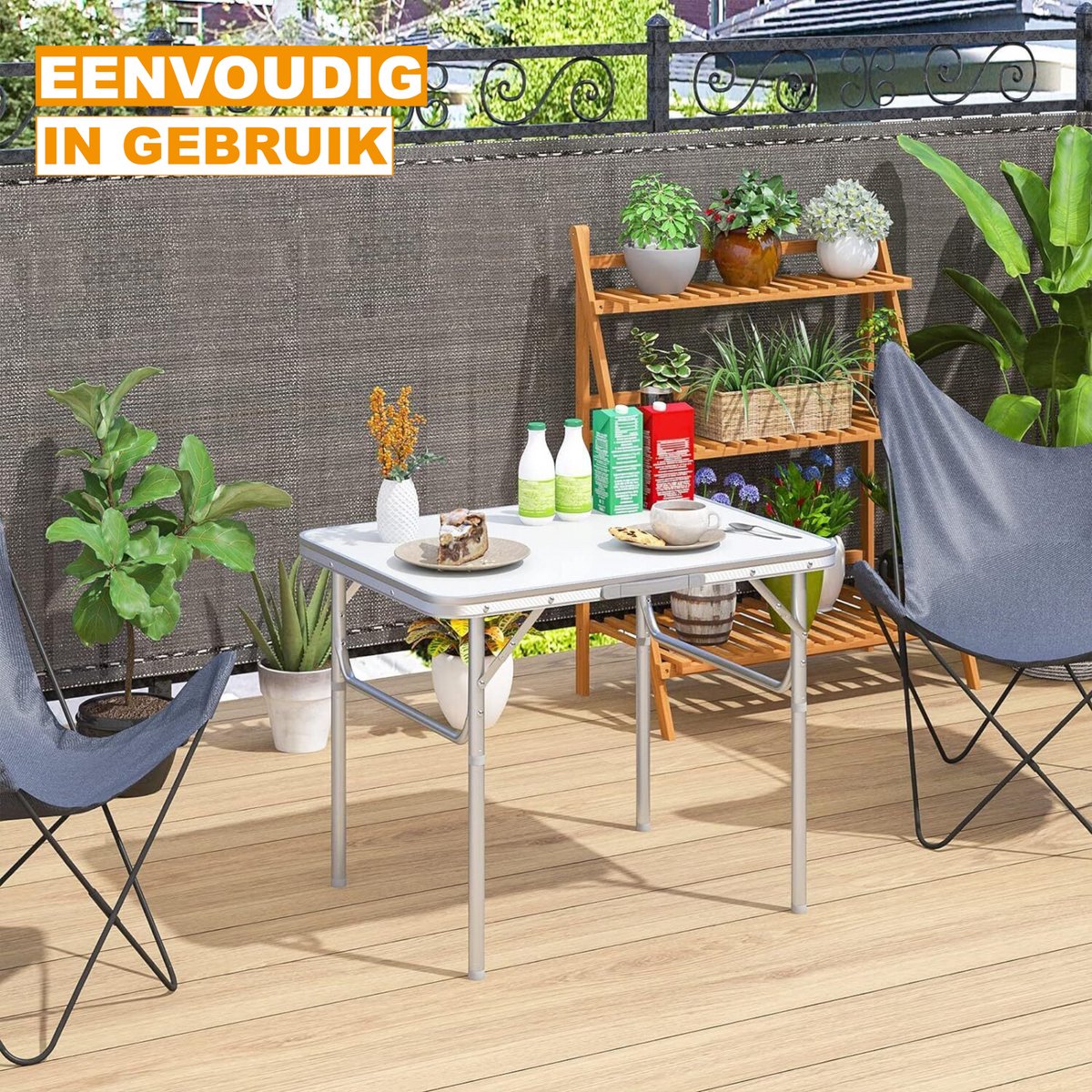 Opvouwbare Campingtafel 2,5ft - Klaptafel voor Picknick, Tuin & Eettafel - Verstelbare Hoogte - Draagbaar & Waterbestendig
