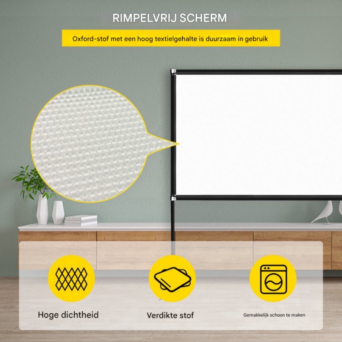Projectiescherm deluxe - 80 inch - Beamerscherm - HD 4K - Projectiedoek - Beamer Scherm - 160° Kijkhoek