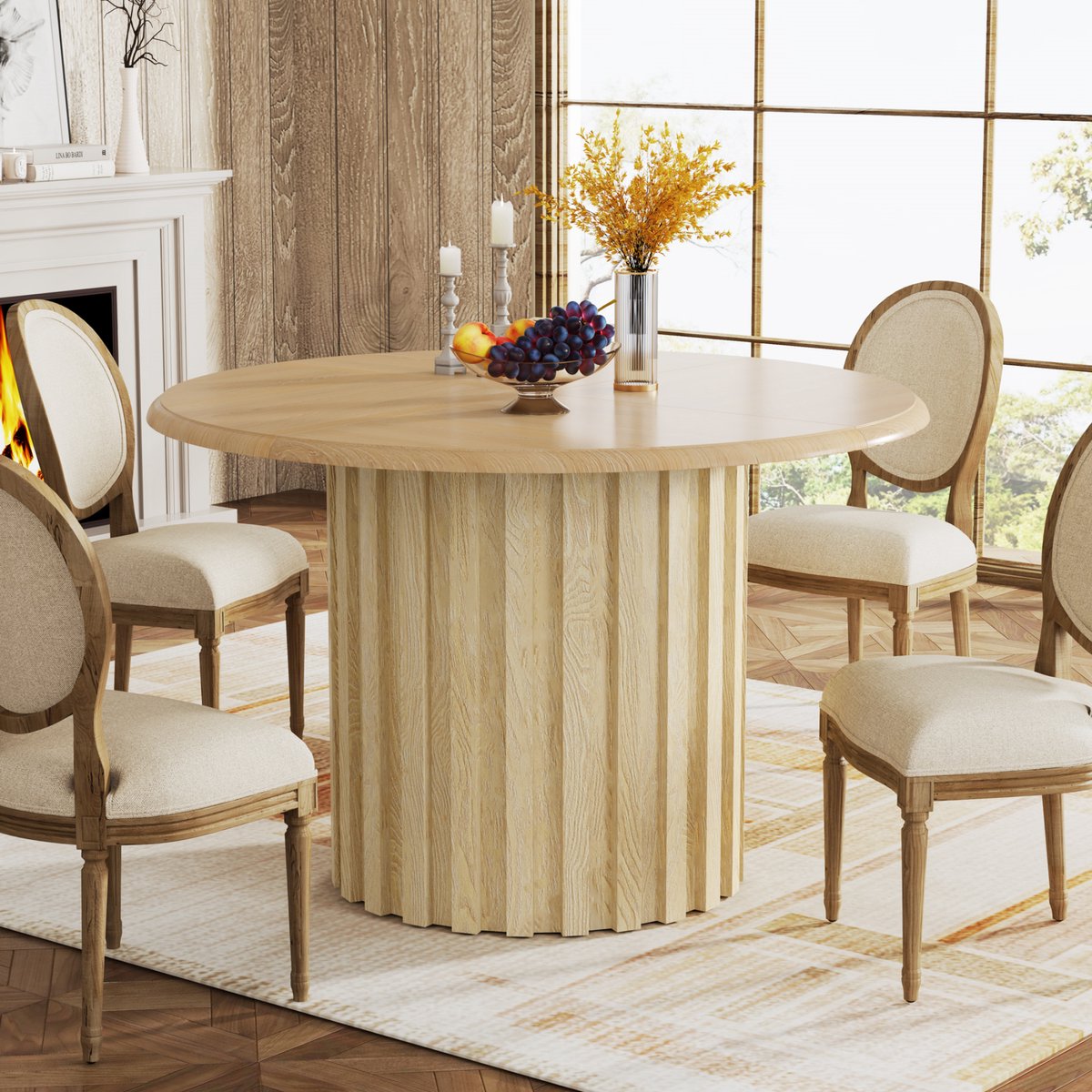 Eettafel Opula - Ronde - 110cm - Voor 4 personen - Voor Keuken of eetkamer - Naturel