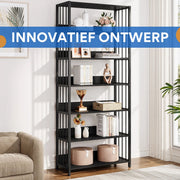Staande Boekenkast met 5 Lagen - Voor Woonkamer, kantoor of slaapkamer - Boekenplank - Opbergrek - Zwart