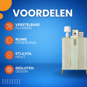 Schoenenkast Nero met deuren - Schoenenrek - 110cm - 6 laags - Houten opbergkast - Groen - 18 paar