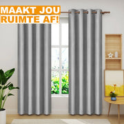 Happyment Gordijnen set Vida 2 stuks - grijs 140x245cm - Verduisterend - met Plooiband - Fluweel Isolerend