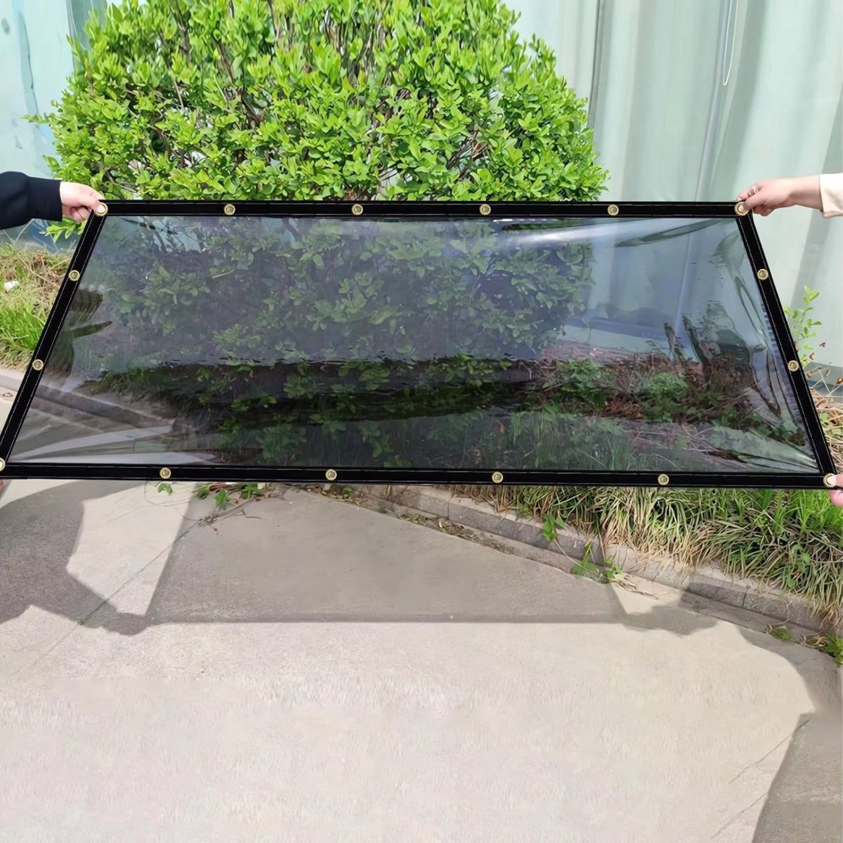 PVC Zeil Valora - Met oogjes - Weerbestendig - Zeildoek - Voor veranda, kas, terras, tuin - Waterdicht & UV-bestendig - Donkergrijs transparant - 200x300cm