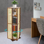 Draaibare boekenkast - Boekenrek - Opberruimte - Voor boekenopslag - Voor boeken en decoratie - 4-laags - 360° draaibaar ontwerp - Tan