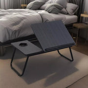 Laptoptafel – Tablethouder - Bedtafel – Voor bed, kantoor of studie – In hoogte verstelbaar met bekerhouder – Beige