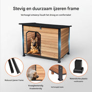 Hondenhok - Hondenmand - Hondenhuis - Hondenkennel - Voor Buiten - Voor Tuin & Buitenruimte - Bruin