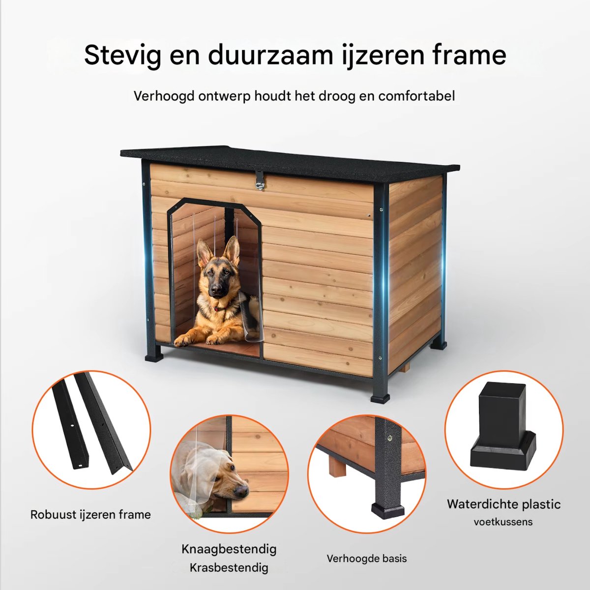 Hondenhok - Hondenmand - Hondenhuis - Hondenkennel - Voor Buiten - Voor Tuin & Buitenruimte - Bruin