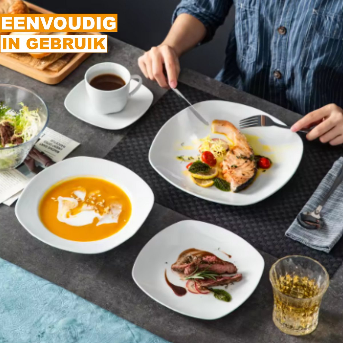 Regal Dinerborden – 6 persoons – 30 delig – Wit Keramisch – Serviesset – Breakfast Plates