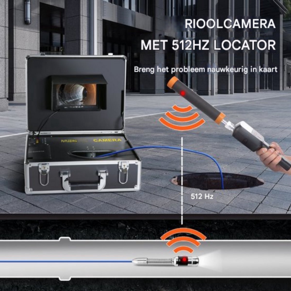 Endoscoop inspectie camera - Met lamp - 40m - Proffesionele Rioolcamera - Inspectiecamera - 6 uur batterij - 1000TVL - Opname functie