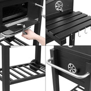 Houtskool grill op wieltjes - Voor 5 tot 10 personen - Houtskoolbarbecues - Briketten - Met deksel - Thuis of camping