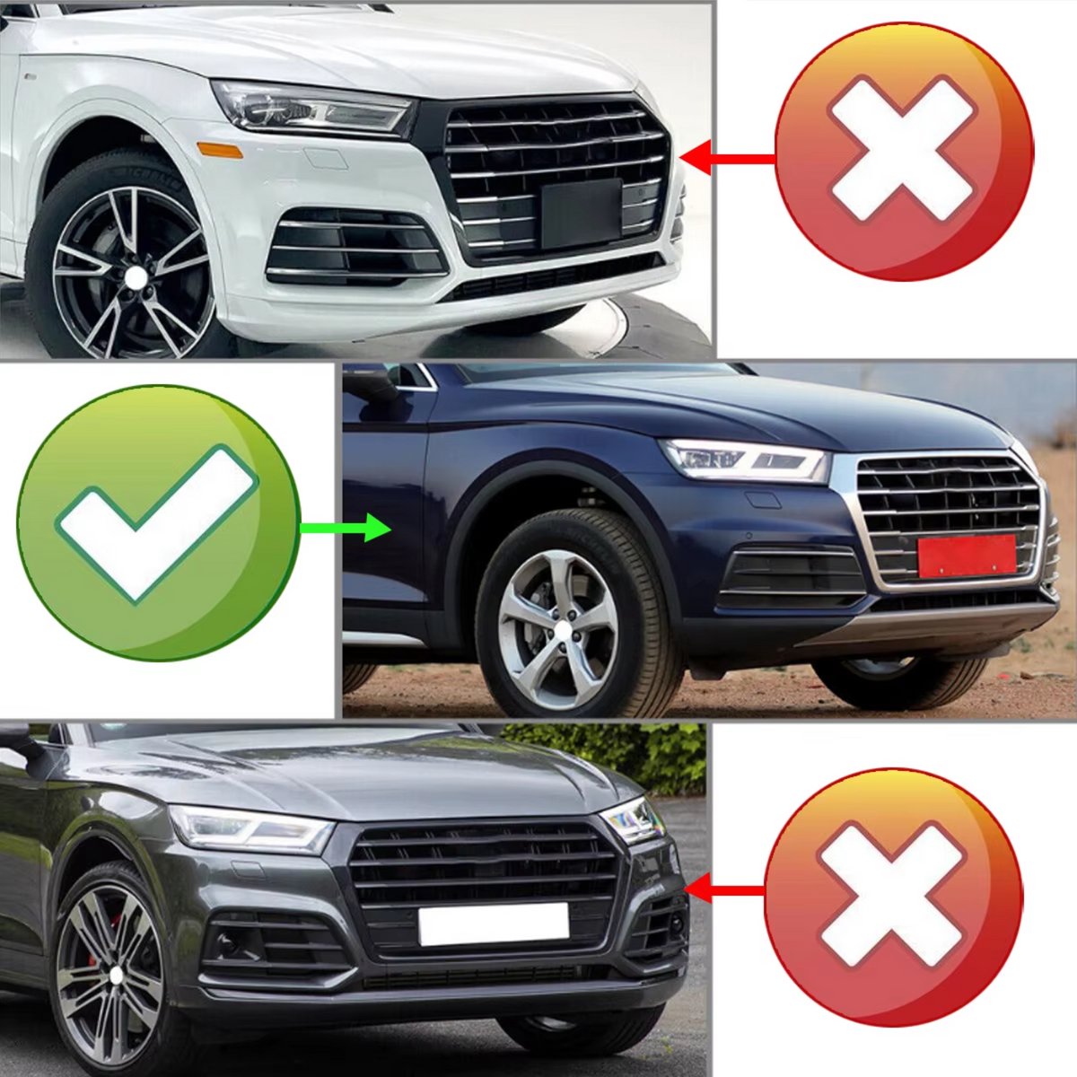 Voorbumper - Voor Audi Q5 2018-2022 - Auto accessoires - Honingraat bumper grille randen - Links + Rechts