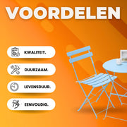 Bistroset 2 persoons - Metaal - Tuinset - Met bistrostoeltjes - 3-delig - Tuintafel - Blauw