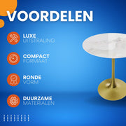 78 cm Hoge Ronde Keuken Eettafel - Gesinterde Stenen Top met Voetstuk Base - Bistro Tafel voor Vrije Tijd en Hoogteverstelling