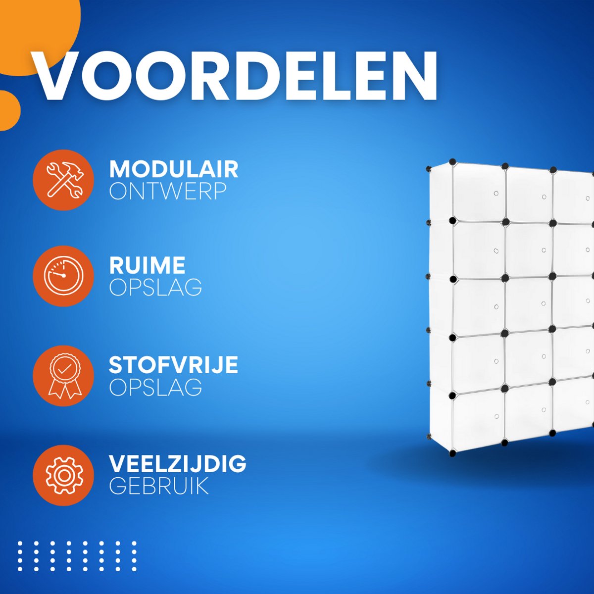Witte Schoenenkast - Voor Woonkamer, Slaapkamer en Hal - DIY Plank, Schoenenrek en Opbergorganisator - Scheidingswand met 15 Kubussen