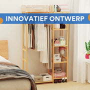Elegante kledingkast Bamboe - Kledingrek - Goud - Met kledingroede voor hal, slaapkamer of woonkamer - 91cm