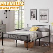 Happyment® Metalen bedframe 140 x 200cm - Incl. lattenbodem - Twijfelaar - Zwart - Black friday - Sinterklaas - Kerstcadeau - 2 persoons