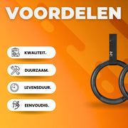 Turnringen voor fitness - Anti-slip - 32mm - CrossFit, Gym & Calisthenics - Gymnastiek ringen hout - Krachttraining - Incl. Ophangbanden