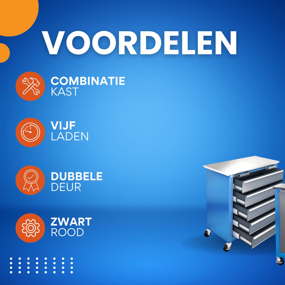 Gereedschapskast op wielen - 5 lades - Draagbaar - Voor monteurs - Gereedschapskist - Afsluitbaar - Zwart