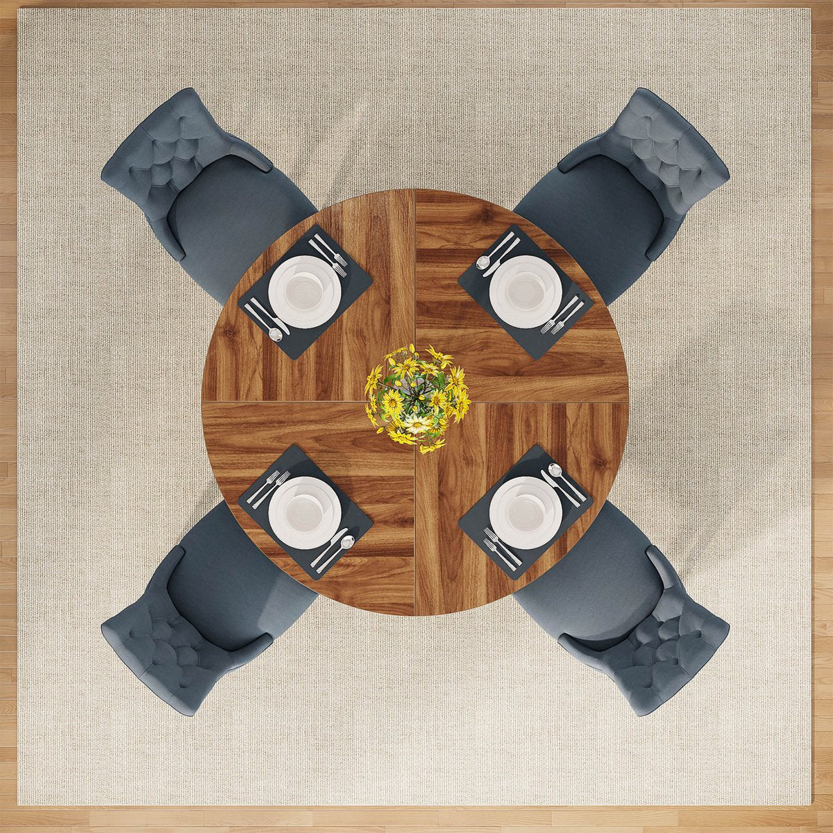 Ronde Eettafel Paris - Voor 4 personen - 120cm - Voor Keuken of eetkamer - Bruin