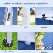 Paviljoen- Partytent - Tuin tent - Overkapping - Gazebo - Opvouwbare Partytent met Zijwanden - UV50+ Bescherming - Waterdicht & Stevig - Voor Tuinfeest & Buitengebruik - Blauw - 3x6m
