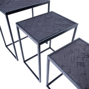 Happyment Bijzettafel deluxe - Set van 3 - Industrieel - Laptoptafel - Ontbijt - Bed - Rond - Zwart
