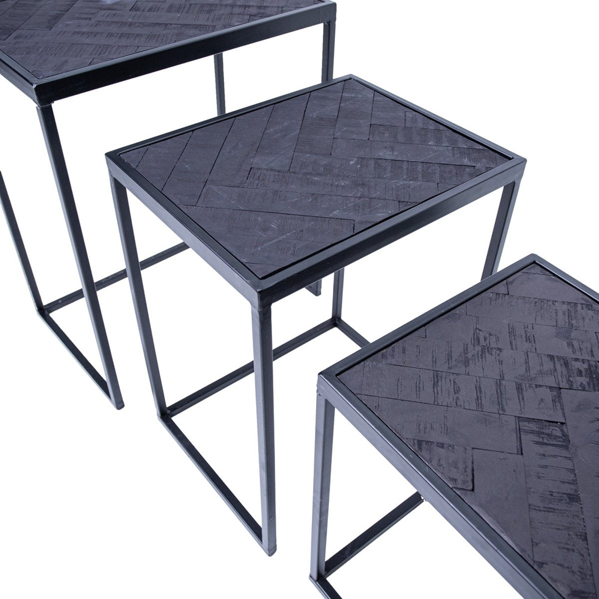 Happyment Bijzettafel deluxe - Set van 3 - Industrieel - Laptoptafel - Ontbijt - Bed - Rond - Zwart