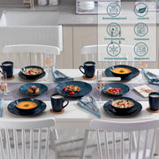 Happyment Luxe Serviesset - 4 Persoons - Porselein - 16 Delig - Bordenset 4 persoons - Bordenset 16 delig - Blauw