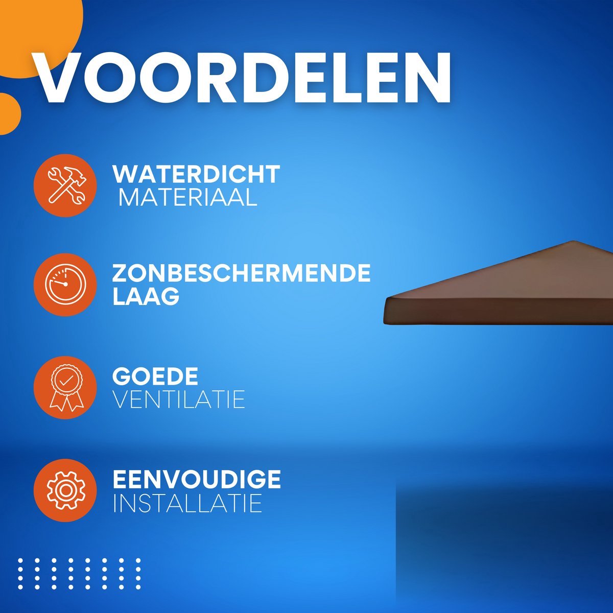 Opulence Partytent dak bruin - 3x3m doek - Tentdoek - Vervangend dak voor tent - Paviljoen - Waterdicht