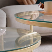 Bolt Edge Moderne Salontafel - Set van 2 - Landelijk - Rond - Glas - Goud - 80 en 60cm