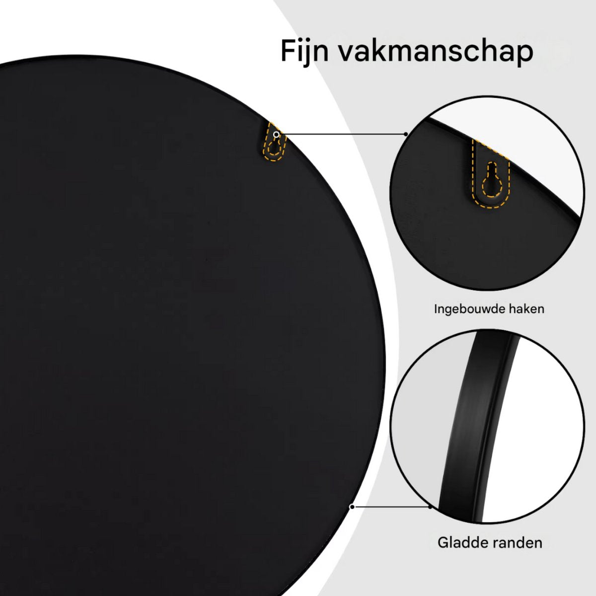 Ronde Spiegel - Voor Badkamer, Slaapkamer, Woonkamer en Hal - Moderne Wandspiegel met Zwart Metalen Frame - Stijlvolle Ophangdecoratie - 50x50cm