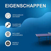 Opvouwbare Tafeltennistafel - Pingpongtafel - Voor Binnen & Buiten - Inclusief 2 Rackets & 3 Ballen - Blauw