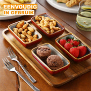 Celestia Rechthoekige bakken - 4 delig - 4.5 inch - Rood - Dinerborden - Bordenset - Diepe borden - Ontbijtborden - Servies - Keukenservies