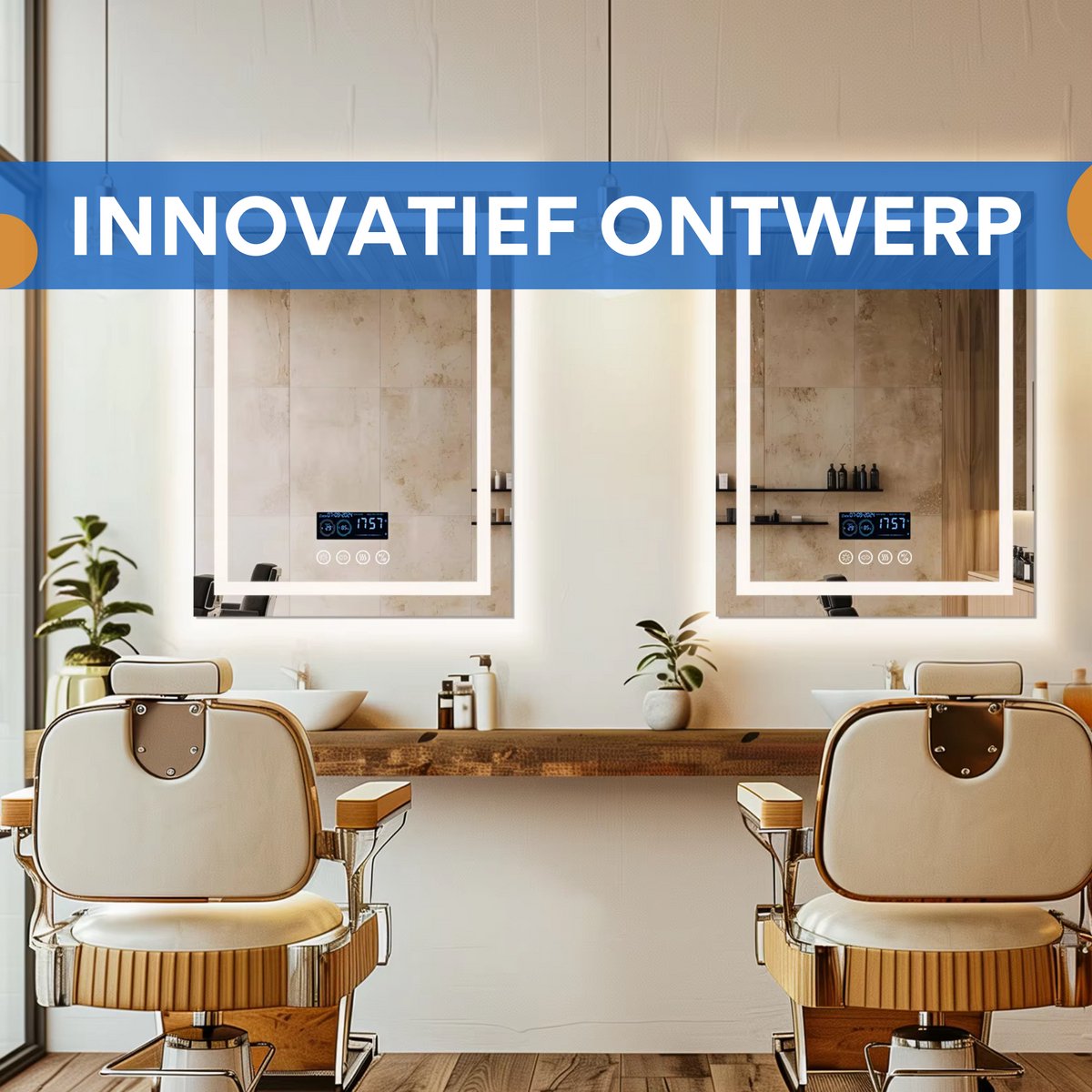 Muziek Badkamerspiegel - Met bluetooth en verlichting - 60x80cm - Voor Badkamer, Make-up & Wandmontage - Dimbaar licht - Vierkant
