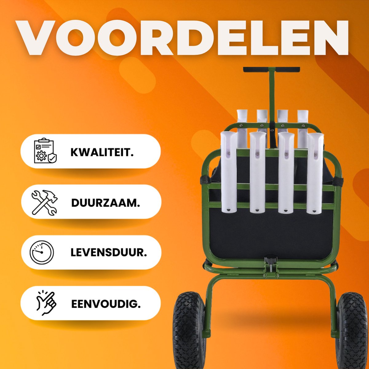 Opvouwbare bolderkar - Strandwagen - 150KG Capaciteit met Ballonbanden - Waterdicht - Kinderenvervoer - Duwtang