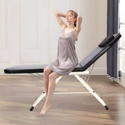 Massagetafel - Behandelbank – Voor massage en schoonheidsbehandelingen – Opvouwbaar, met kussen, draagbaar – Zwart, 200–250 kg capaciteit