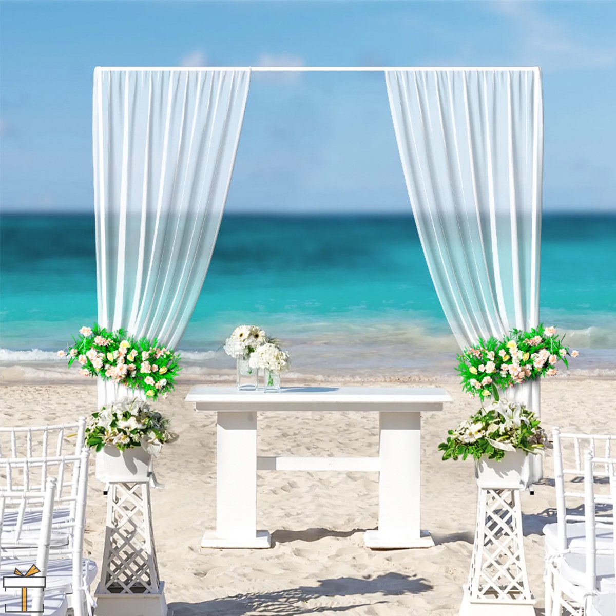 Happyment Bruiloft decoratie - Vierkant - Backdrop frame - Rozenboog - Boog - Versiering accessoires - Wit