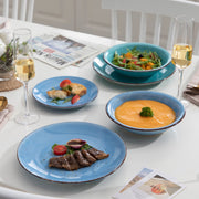 Belviano Serviesset - 36 delig - 8 persoons - Blauw - Dinerborden - Bordenset - Diepe borden - Ontbijtborden - Servies - Keukenservies
