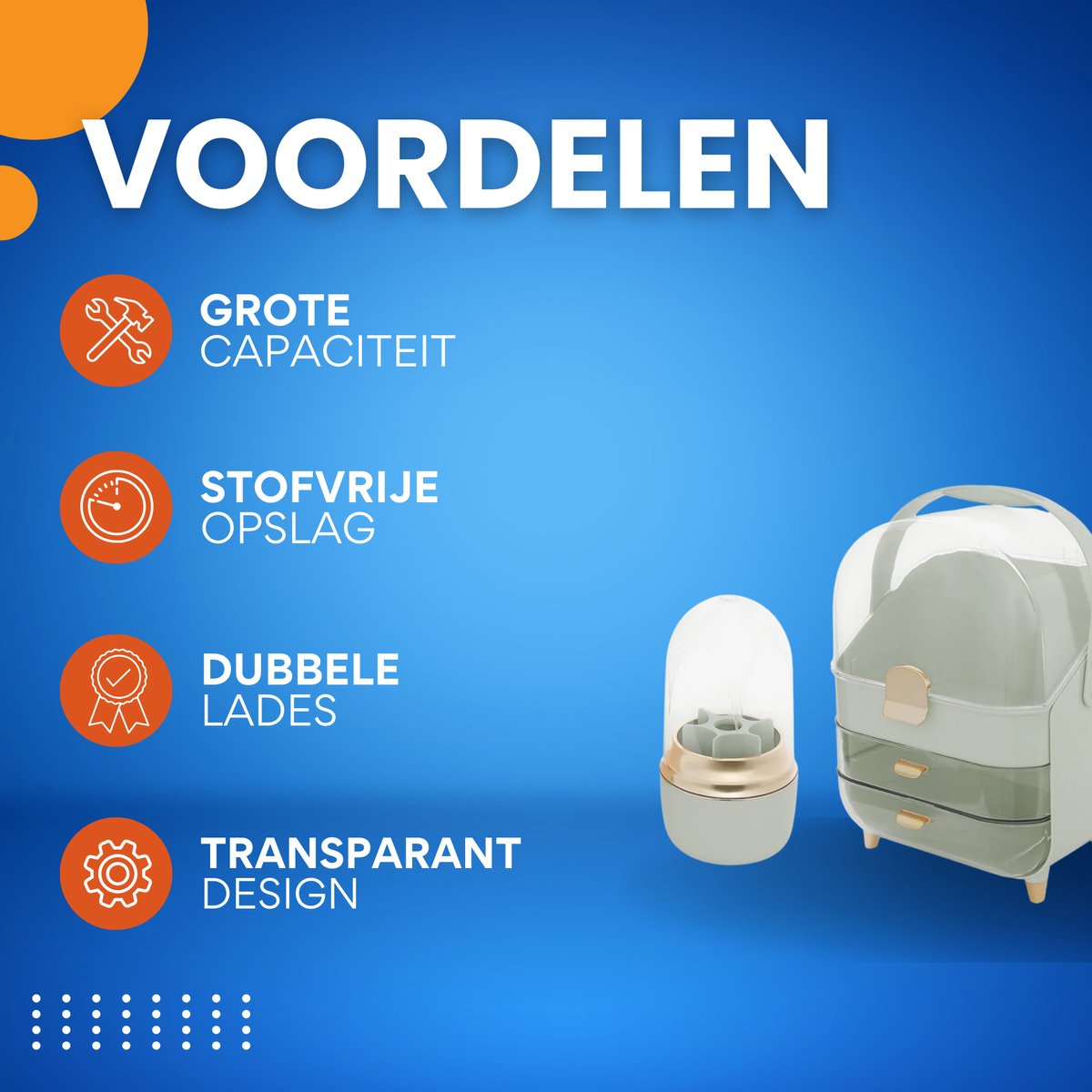 Make-up Organizer - Skincare organizer - Opbergdoos - Sieradendoos - met 2 Lades - Voor Cosmetica & Sieraden op Bureau - Groen