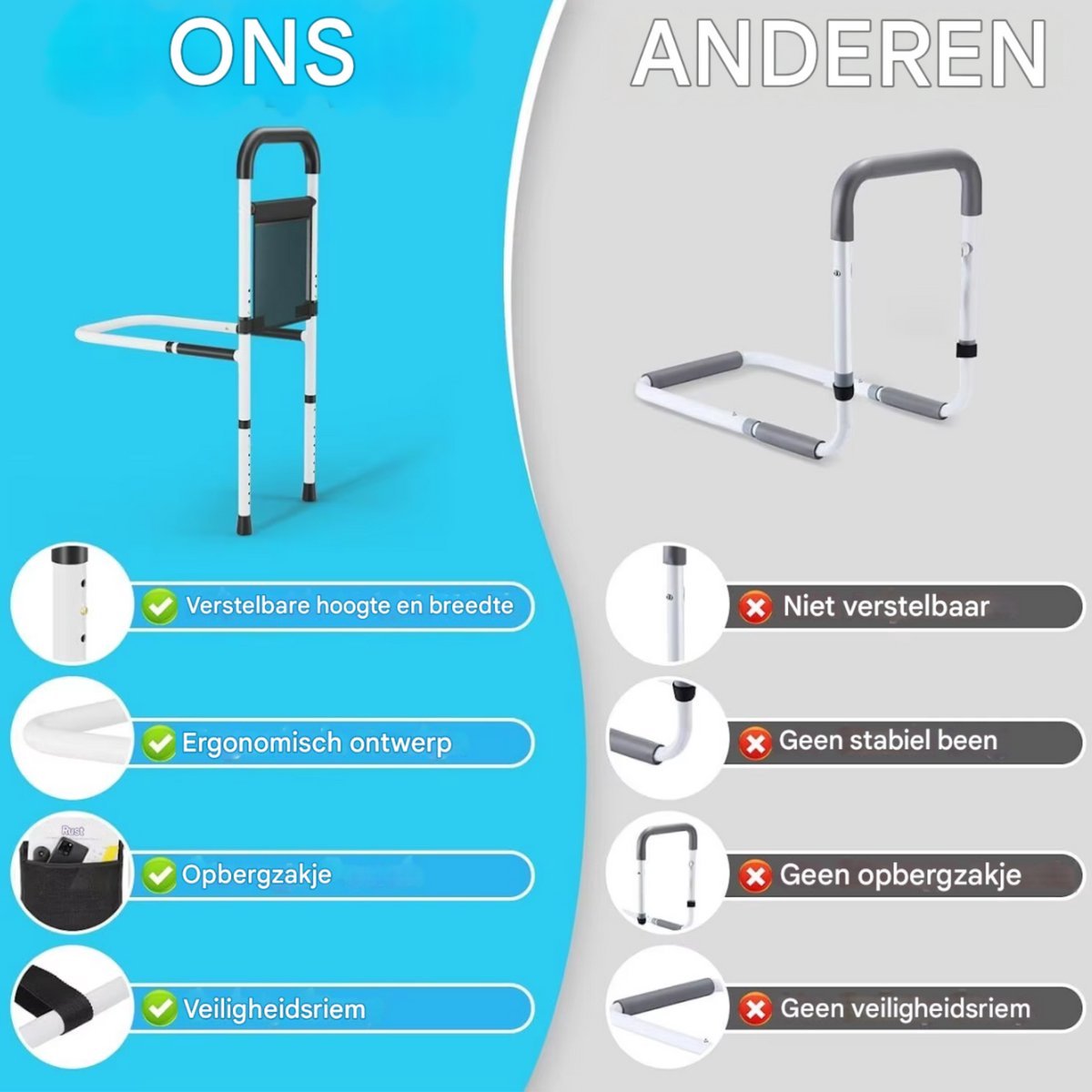 Bedbeugel Opulence in hoogte verstelbaar - Stahulp - Bedsteun - Opstahulp - Mobiliteit - Voor senioren