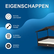Hondenhuis met kussen - 98x69x73 cm - Voor Honden - PP Rotan Koffiebruin - Hondenbench (Binnen & Buiten) - Bench