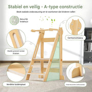 Leertoren - Opstapladder - Keukenhulp - Kindertrap - Opstapje - Inklapbaar - vanaf 1 Jaar - Met Verstelbare Hoogte en Veiligheidsrail - Nautal - 35 x 47 x 88 cm