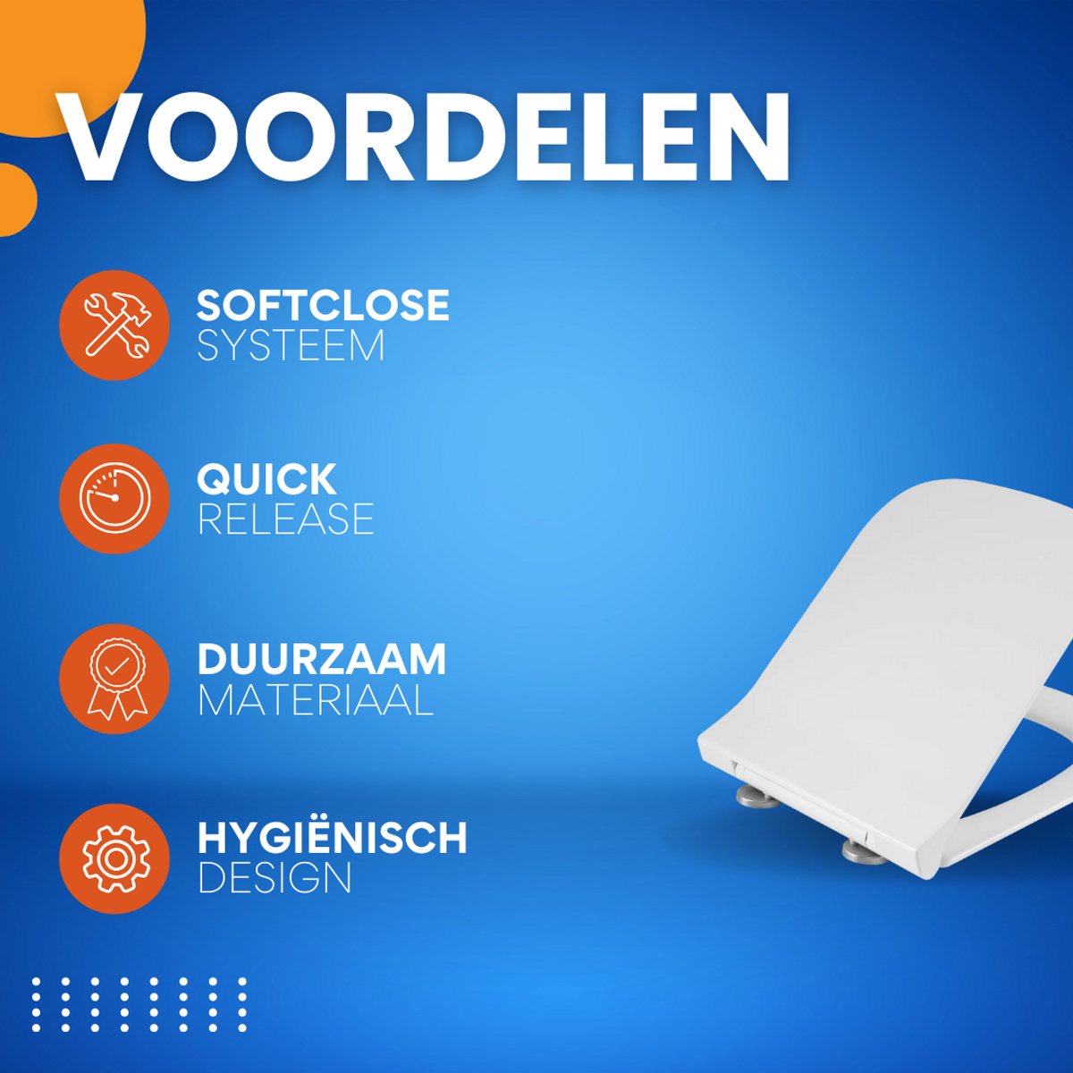 Vierkante Toiletzitting Wit Soft Close - UF WC Deksel met Antibacteriële Coating & Quick Release - Hygiënisch & Eenvoudig te Reinigen