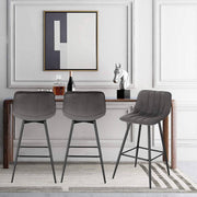 Barkrukken - Donkergrijs - Velvet - Industrial stijl - Set van 2
