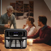 Mini oven - Grill rooster - Bakplaat - Airfryer - Voor Gezinsmaaltijden en Efficiënt Koken - 6-in-1 Slim Design met Dubbele Manden - 10 QT, Ruimtebesparend