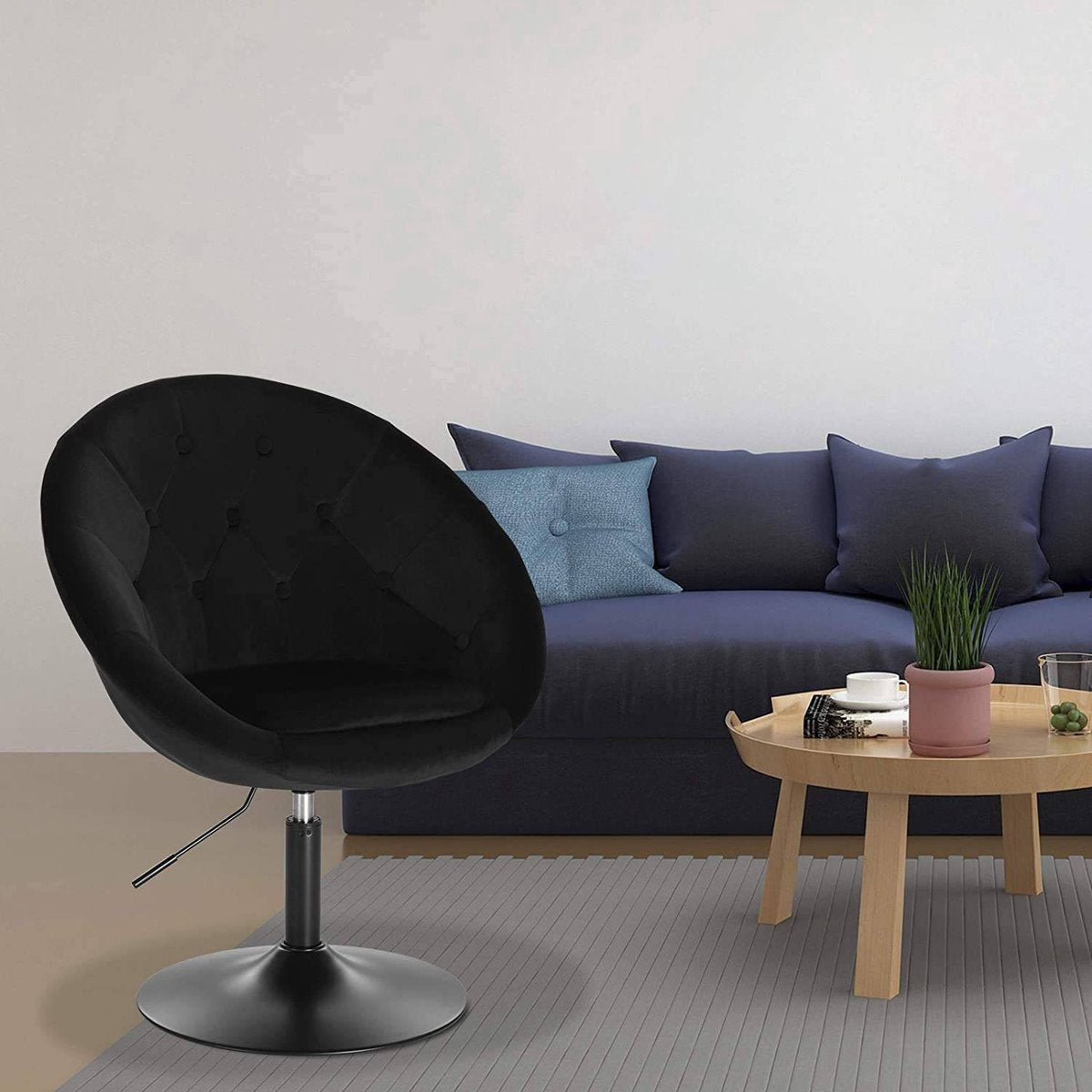 Barkruk - Zwart Velvet - Industrial - Verstelbaar - Rugleuning - Set van 1