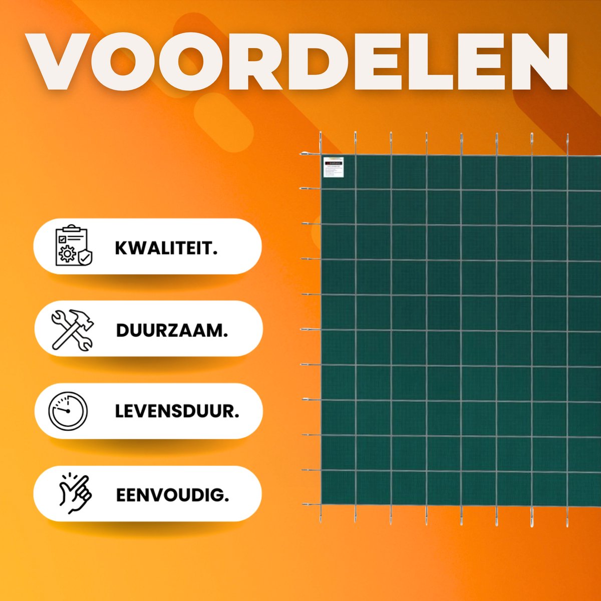 Zwembad afdekzeil - Rechthoekig - Zwembadzeil - Polypropyleen Afdekzeil - 12,8 x 5,5m - Zwembadafdekking met ankergereedschap