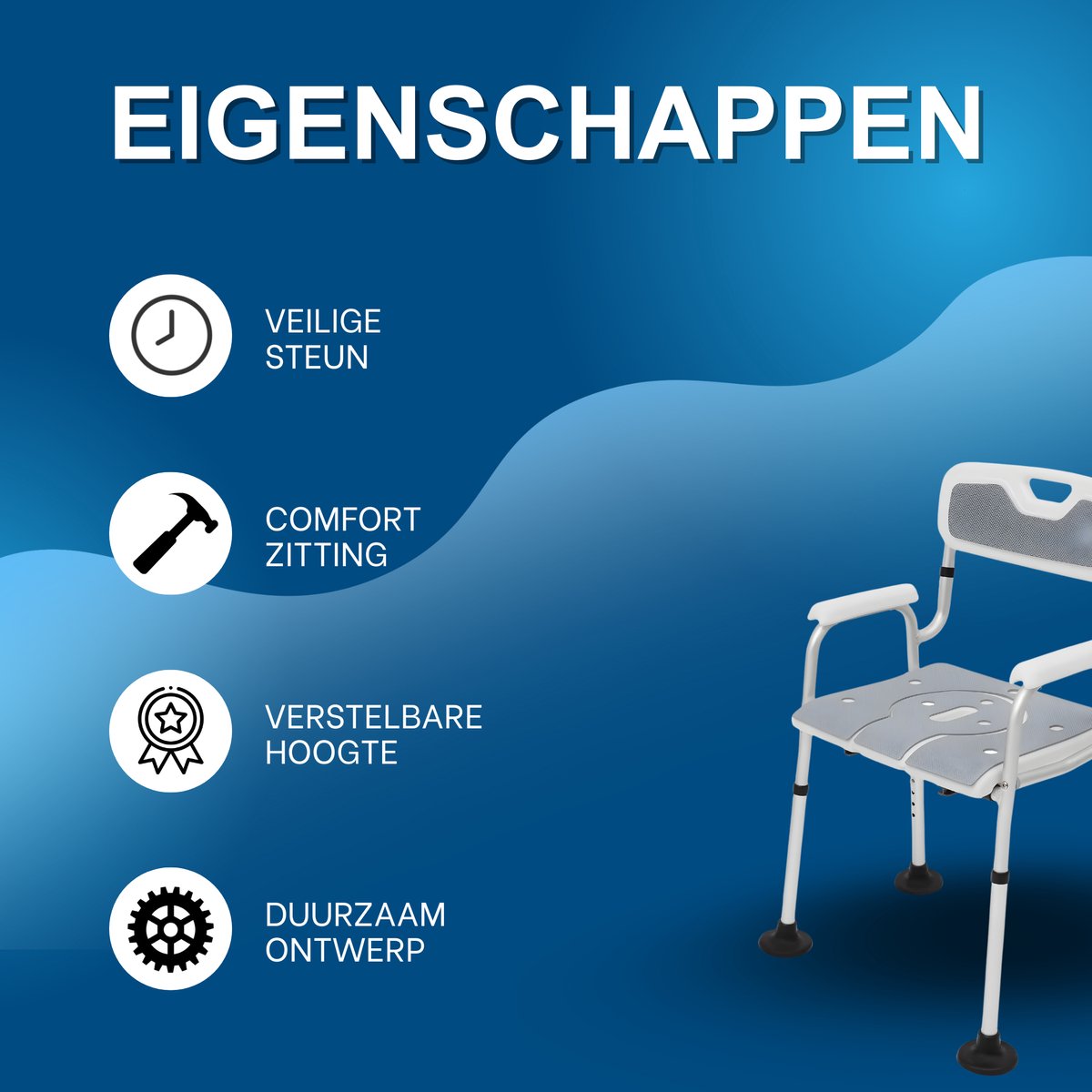 Toiletstoel - Postoel – Voor Thuisgebruik Ouderen & Gehandicapten – Grijs