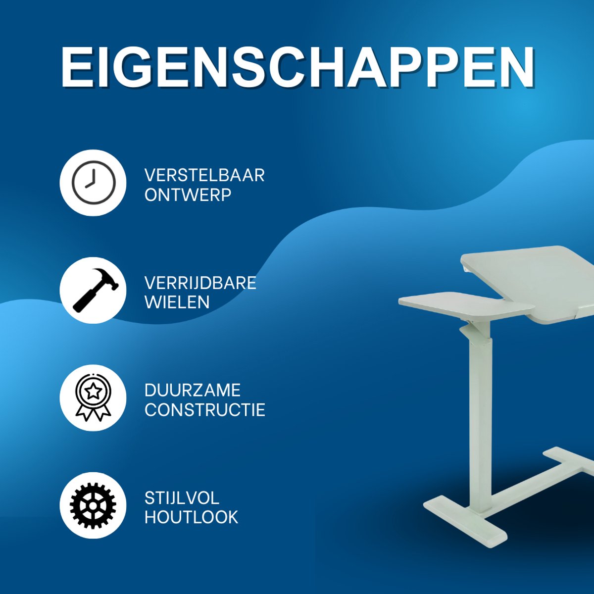 Laptoptafel - Bijzettafel - Bedtafel - Banktafel- Voor gebruik aan bed of kantoor - Verstelbaar - Groen